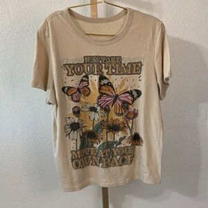 Butterfly Graphic “Just Take Your Time, Move at your own pace” Tee- Large